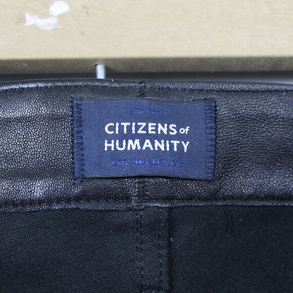 Citizens of Humanity Pants Womens 24 Skyla Cigarette Ankle Black Lamb Leather - Picture 6 of 16